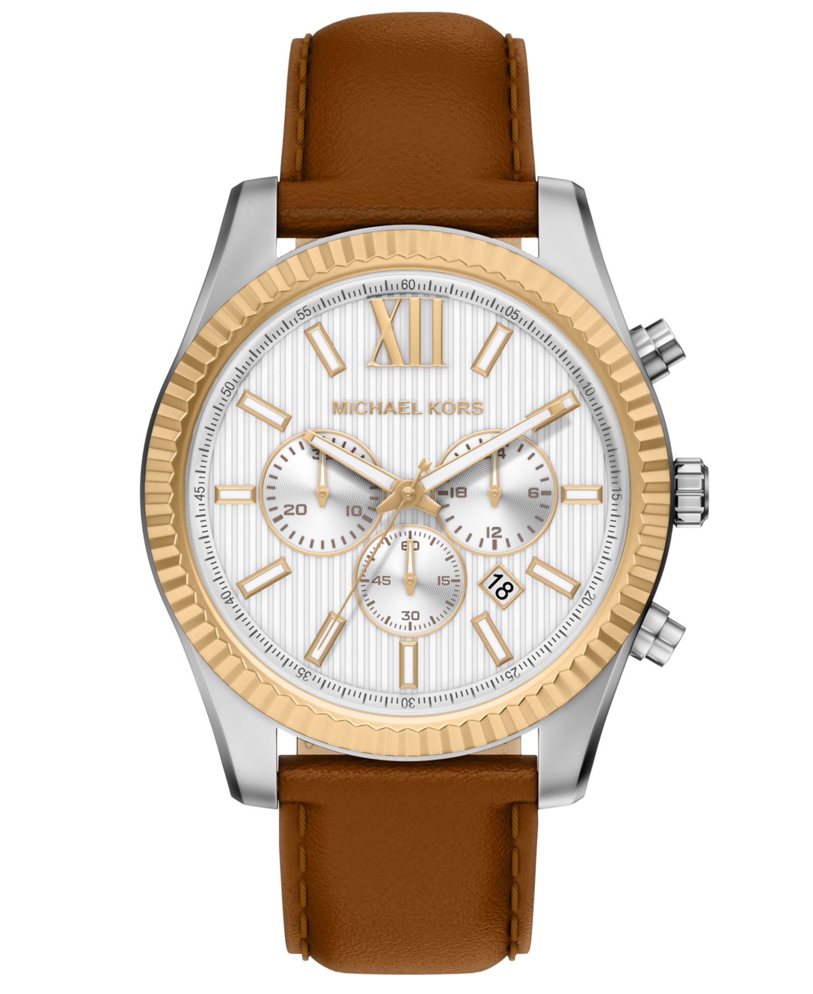 Michael Kors Men's Lexington Chronograph Luggage Leather Watch, 45mm