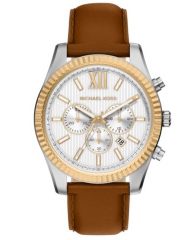 Michael Kors Мужские часы Lexington Chronograph из кожи Luggage, 45mm