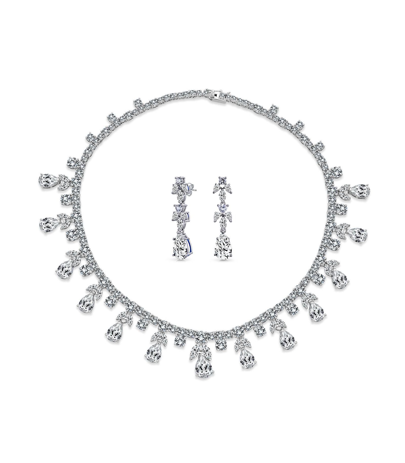 Bling Jewelry Винтажный набор: ожерелье-чокер с CZ и серьги-люстры