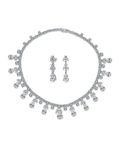 Bling Jewelry Винтажный набор: ожерелье-чокер с CZ и серьги-люстры