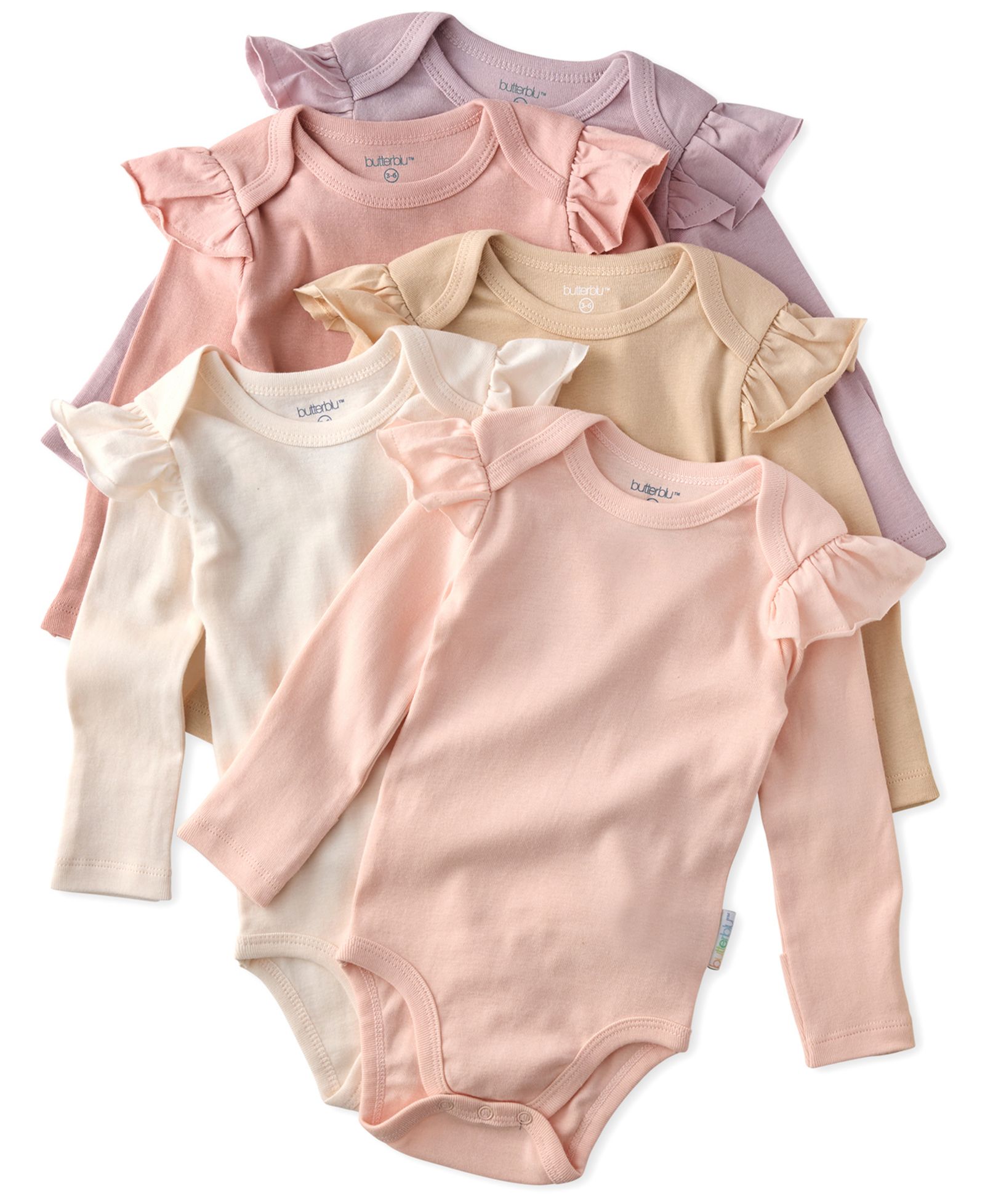 Детский набор боди butterblu Ashley Ruffle Shoulder Long-Sleeve Organic Cotton 5-Pack