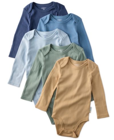 butterblu Baby Boys' and Girls' Blake Long-Sleeve Bodysuits, 5-Pack