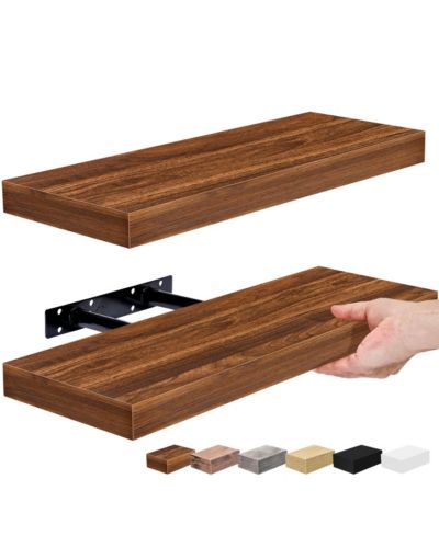 Sorbus 2 Pack 16 Inch Coastal Rectangle Floating Shelves - for Home Decor to Display Trophies, Books, Frames, and more
