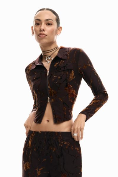 Женская рубашка Desigual с эффектом флокирования на молнии