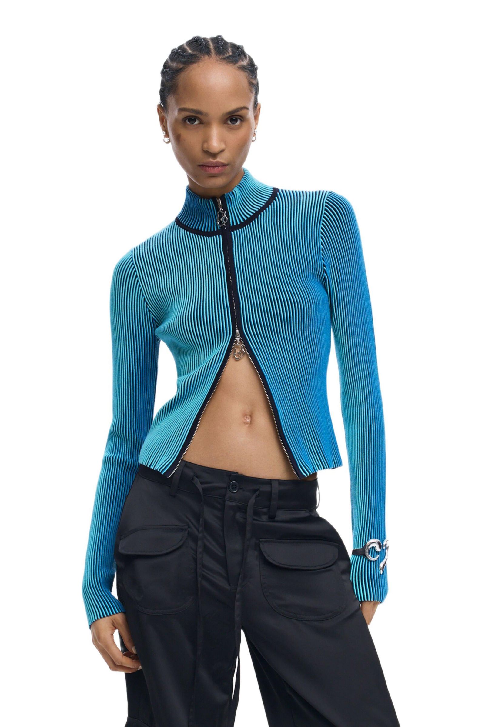 Desigual Women's High Neck Zipper Sweater