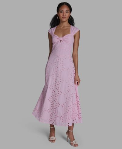 Платье макси BCBG Women's Sweetheart Neck Keyhole Eyelet