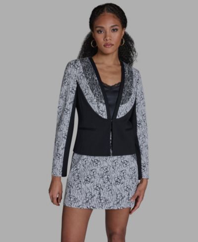 BCBG Women's V-Neck Printed Wrap Jacket
