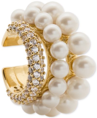 kate spade new york Серьги-кафф с кубическим цирконием и имитацией жемчуга