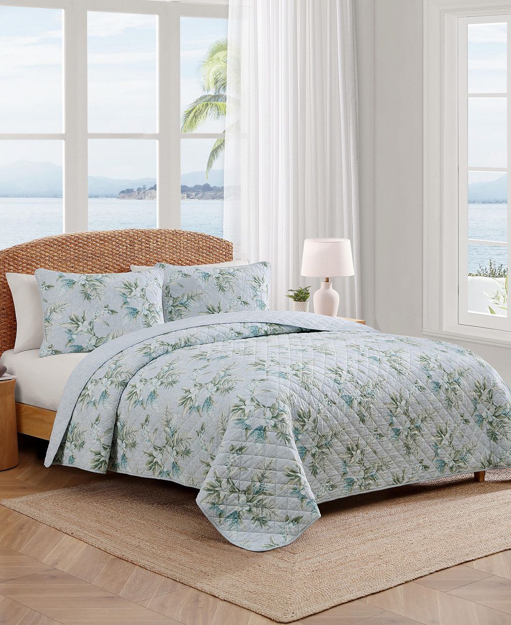Tommy Bahama Home Floral Enchantment хлопковый обратимый комплект из 3 предметов, Full/Queen