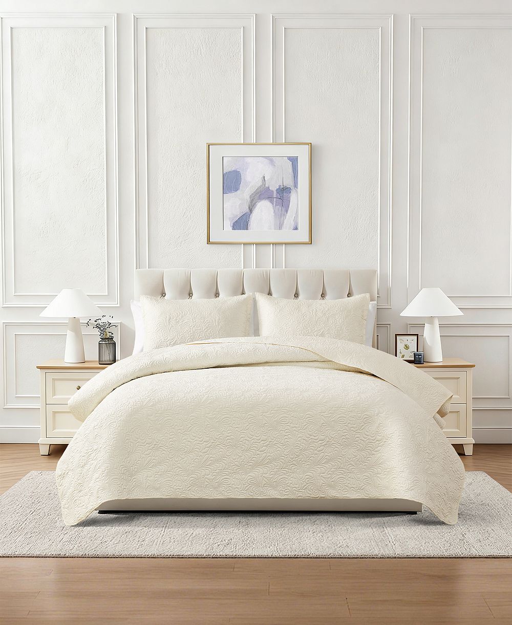 Chelsea Loft Pinsonic Floral Embossed 3-Piece Quilt Set, King