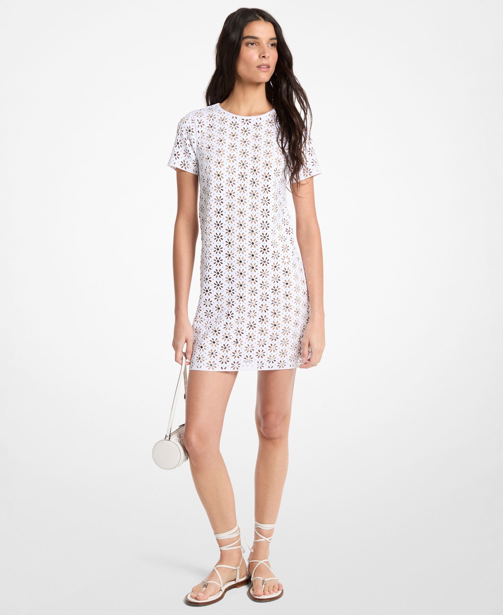 Женский Crochet Crewneck A-Line Mini Dress