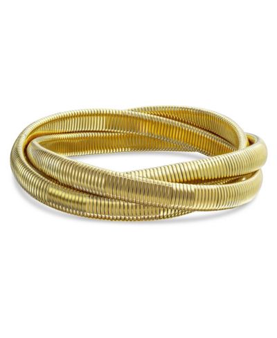 Bling Jewelry Omega Cobra Bangle Bracelet 3-Strand Set Silver Rose Gold Stainless Steel