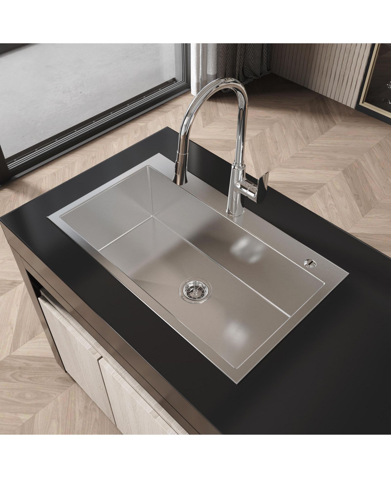 Кухонная мойка flynama из нержавеющей стали brushed nickel, одна чаша, ручная работа