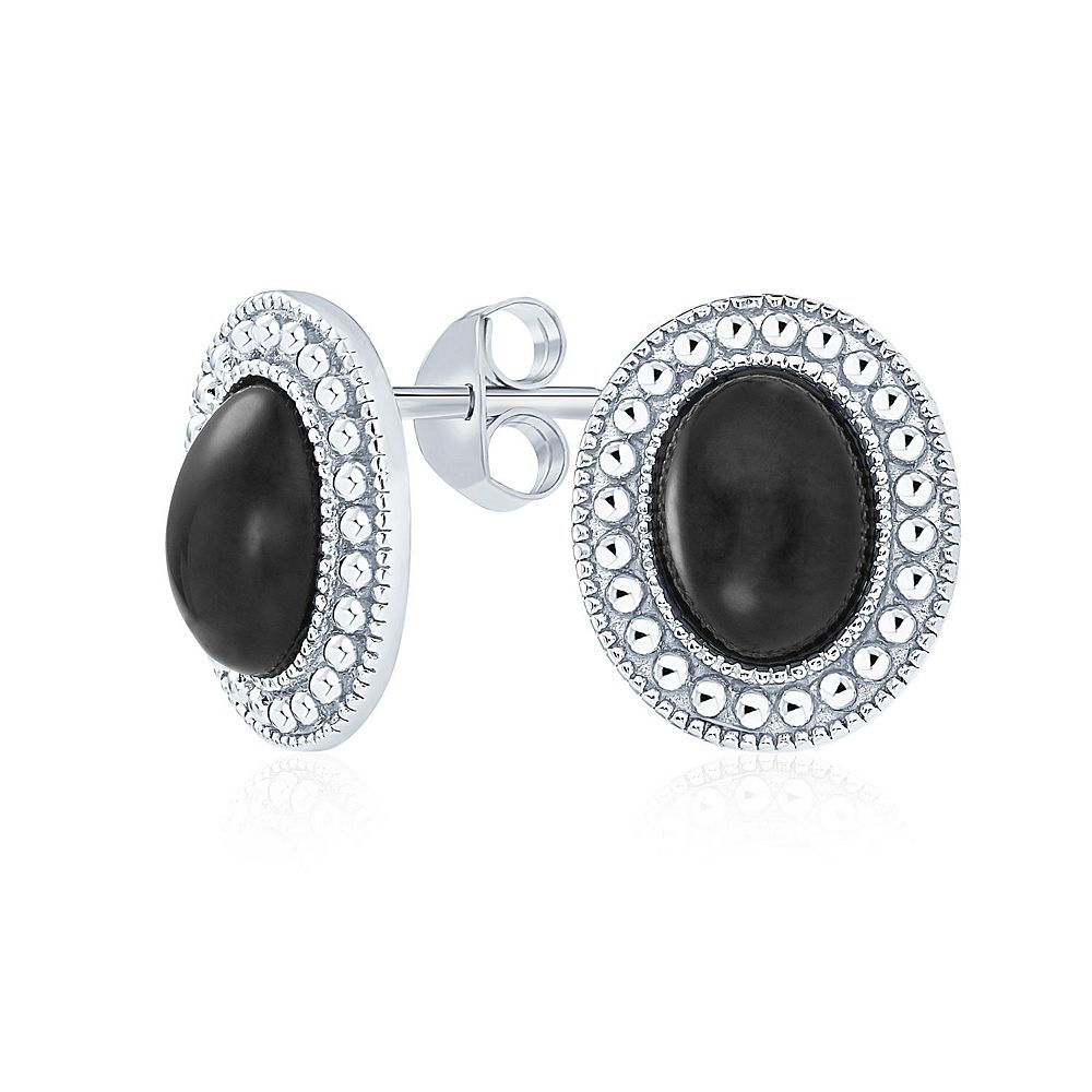 Серьги-гвоздики Bling Jewelry из серебра.925 с черным ониксом