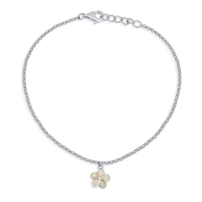 Браслет на ногу Bling Jewelry White Opal Plumeria Flower