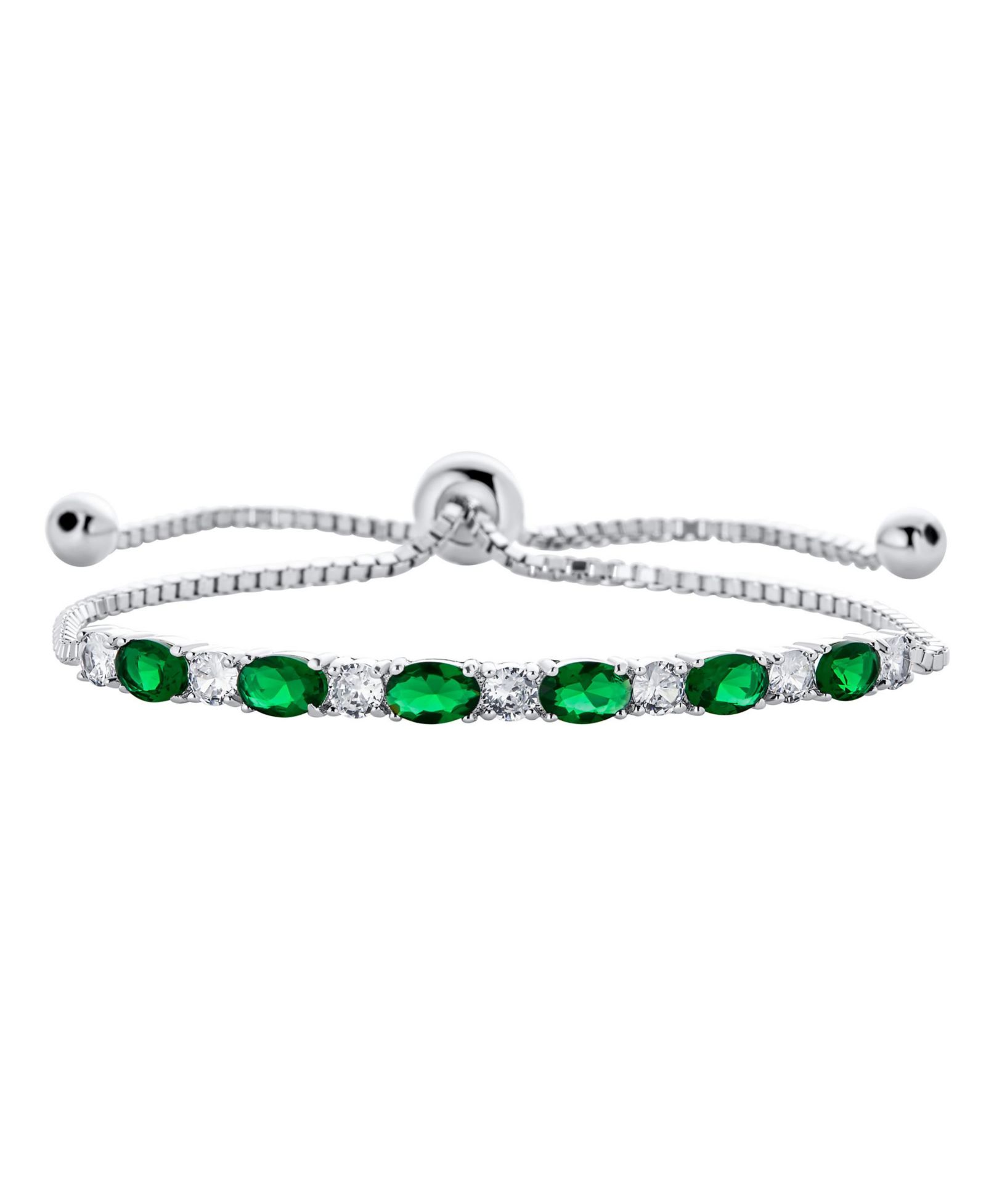 Браслет Bling Jewelry 6CT Cubic Zirconia Oval Emerald Green CZ Adjustable Tennis