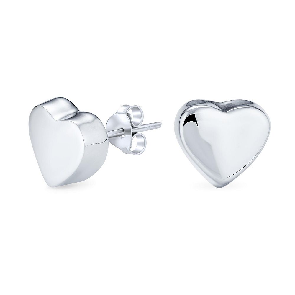 Серьги Bling Jewelry Romantic Love Heart Shaped Studs 0.925 Sterling Silver
