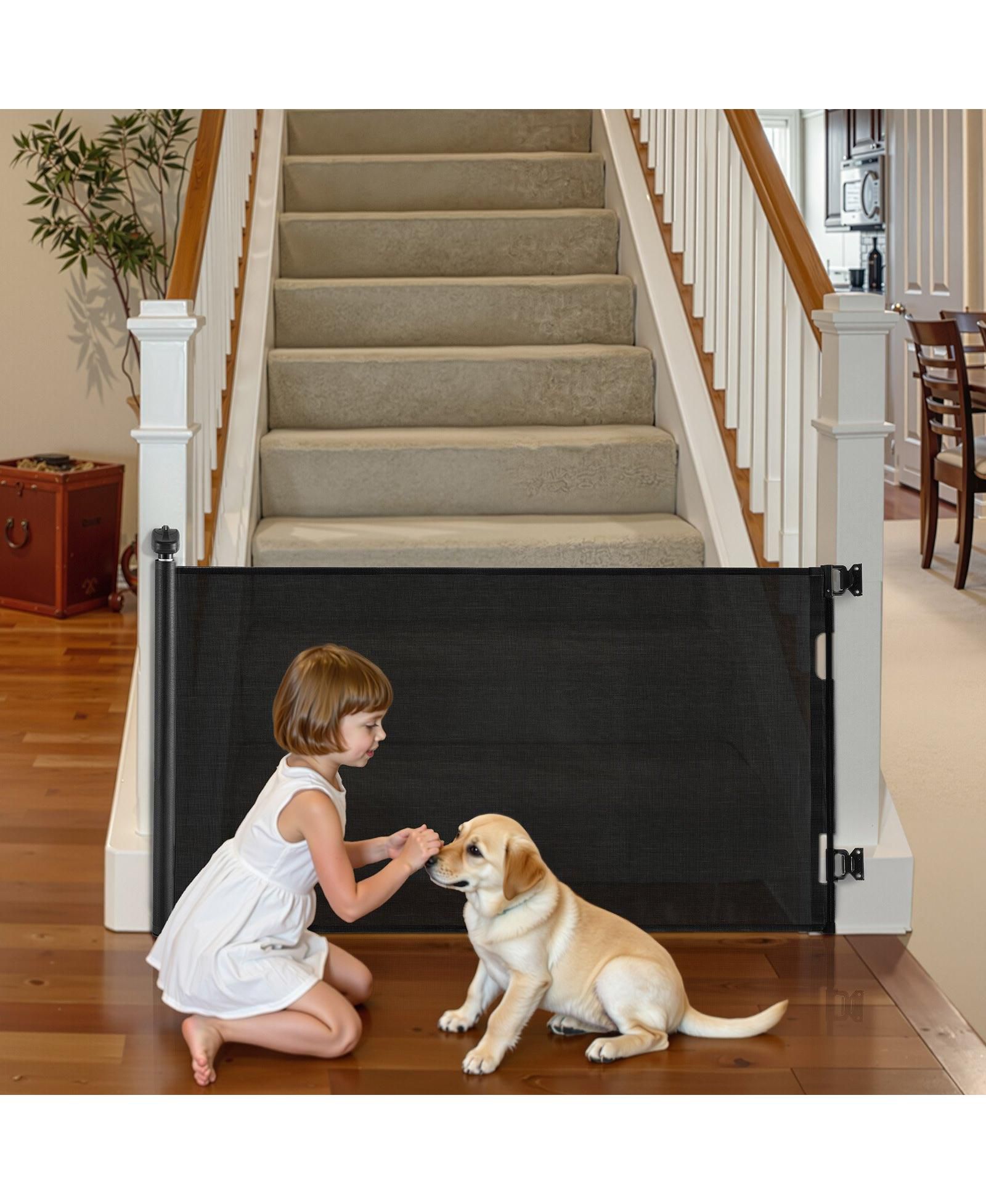COZITO Extra Tall Retractable Baby Gate, 38.5 in Tall, Extends to 72.8 in Wide, Mesh Safety Gate w/ Security Lock, Indoor/Outdoor