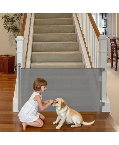 COZITO Retractable Baby Gate, 31.3 in Tall, Extends to 56.3 in Wide, Mesh Dog Gate w/ Security Lock, Trip-Free Walk-Through, Indoor/Outdoor