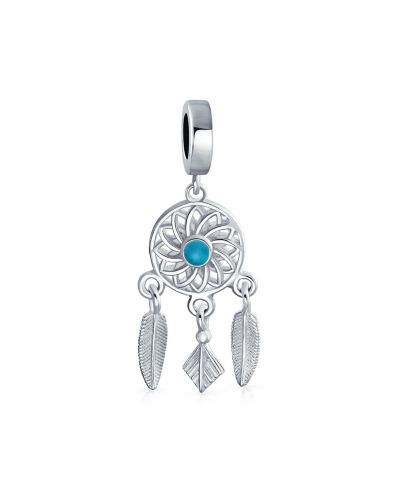 Подвеска-бусина Bling Jewelry Native American Dream Catcher Feather Dangle Charm Silver для браслета