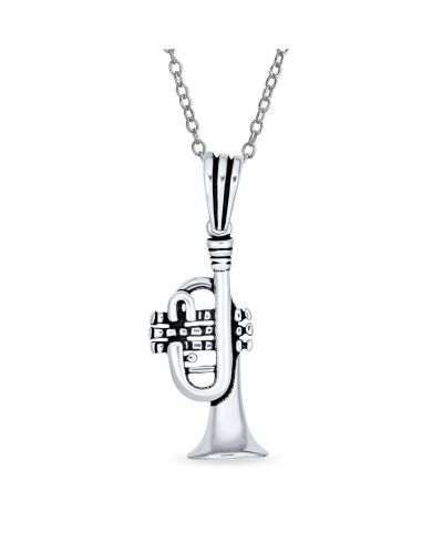 Bling Jewelry кулон-труба для любителей джаза,.925 Sterling Silver