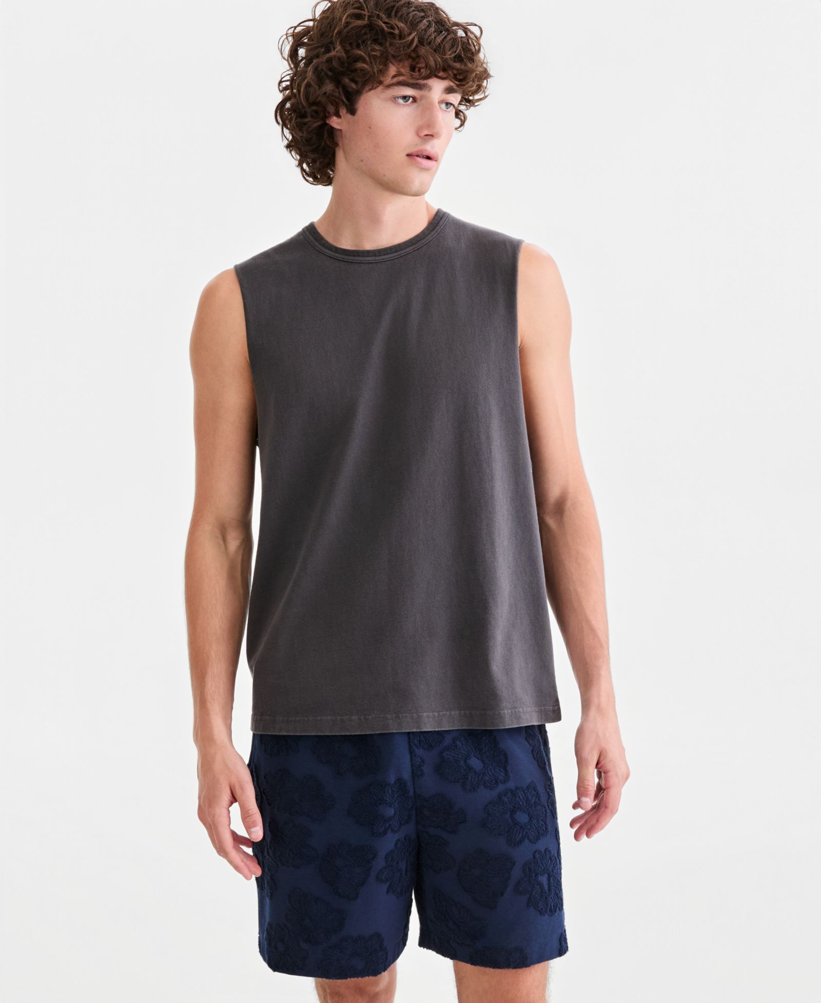 Sun + Stone Men's Cotton Washed Solid-Color Muscle Tank Top, Macy's Exclusive