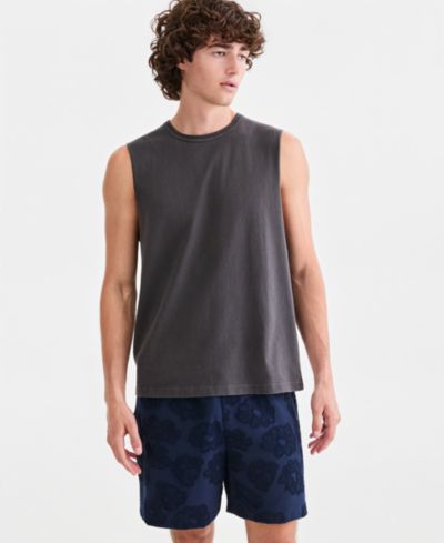 Sun + Stone Men's Cotton Washed Solid-Color Muscle Tank Top, Macy's Exclusive