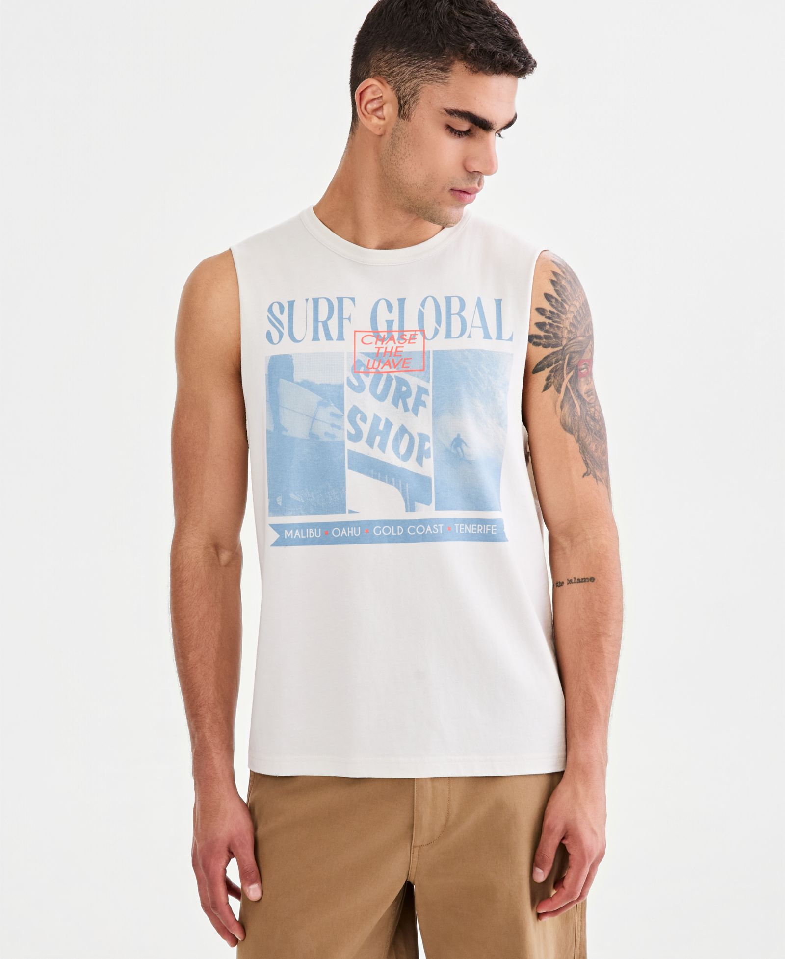 Мужская хлопковая майка Sun + Stone Surf Global Graphic