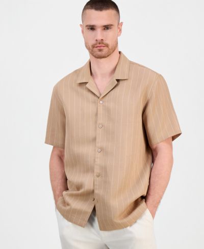 Мужская рубашка Alfani Short-Sleeve Linen-Blend