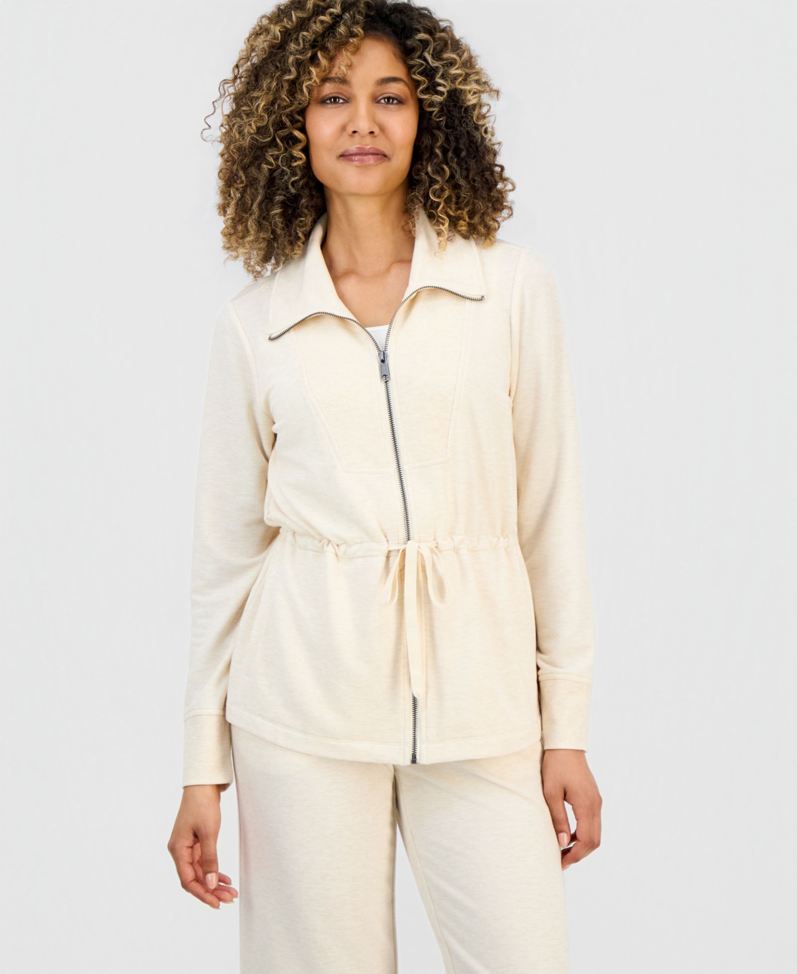Style & Co Petite LuxLounge French Terry Chunky Zip Jacket, Macy's Exclusive