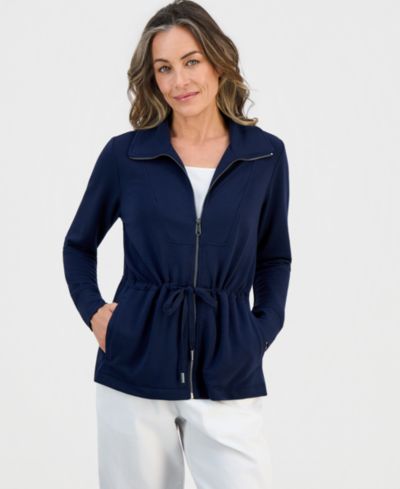 Style & Co Petite LuxLounge Fleece French Terry Chunky Zip Jacket, Macy's Exclusive