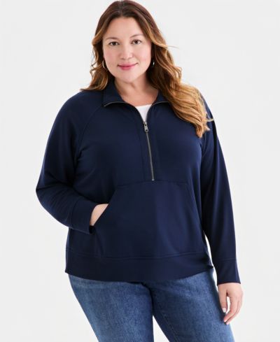 Style & Co Plus Size LuxLounge French Terry Half-Zip Sweatshirt