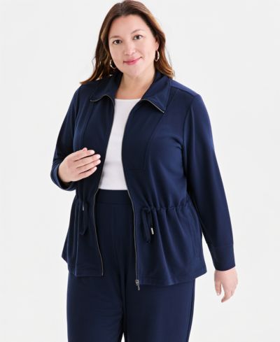 Style & Co Plus Size LuxLounge French Terry Zip Jacket, Macy's Exclusive