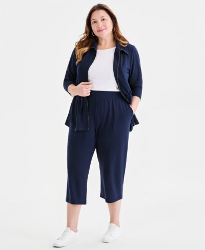 Style & Co Plus Size LuxLounge French Terry Capri Pants, Macy's Exclusive