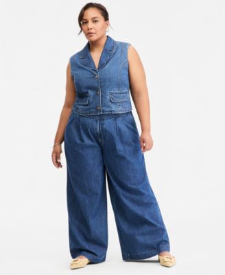On 34th Trendy Plus Size High-Rise Pleated Wide-Leg Jeans, Macy's Exclusive