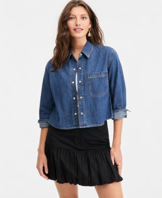 Рубашка On 34th Women's Long Sleeve Cropped Denim