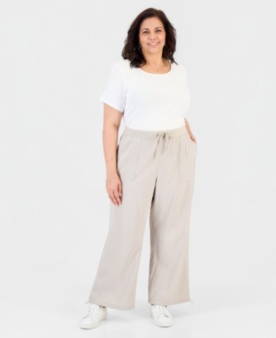 Брюки Style & Co Plus Size Drapey Bungee Wide-Leg