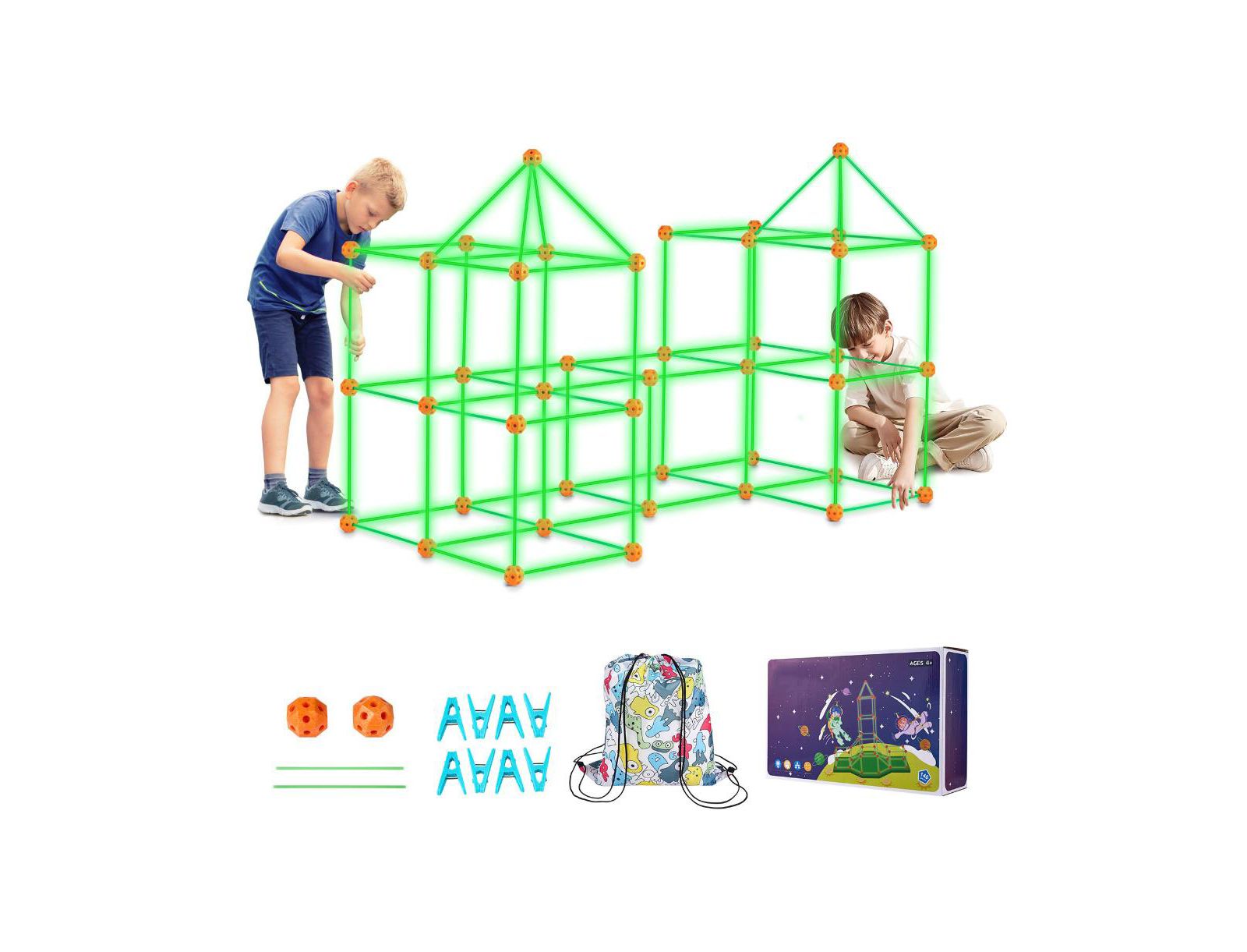 Slickblue набор для строительства Glow Fort 140PCS, конструктор STEM для детей