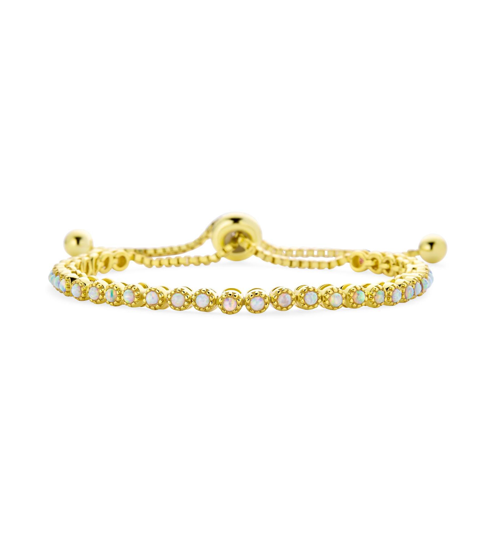 Браслет-болло Bling Jewelry Milgrain Bezel с опалом из стерлингового серебра с напылением 14K Gold