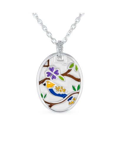 Подвеска Bling Jewelry с овалами и птицей, серебро .925