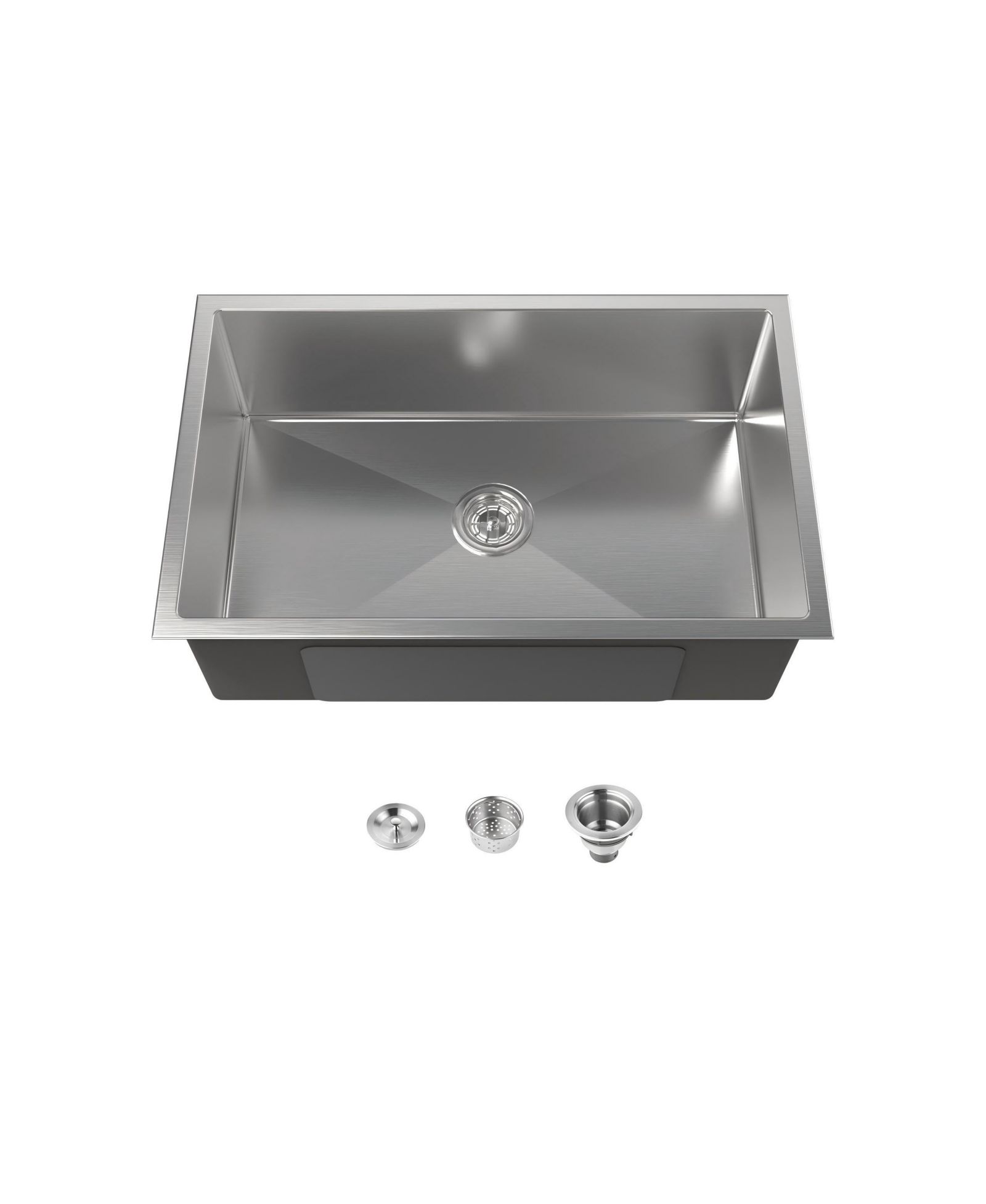 flynama 30inch Drop In Undermount Single Bowl Brushed Nickel 304 Stainless Steel Kitchen Sink LS SSBR05 with US Standard Drain and Hook