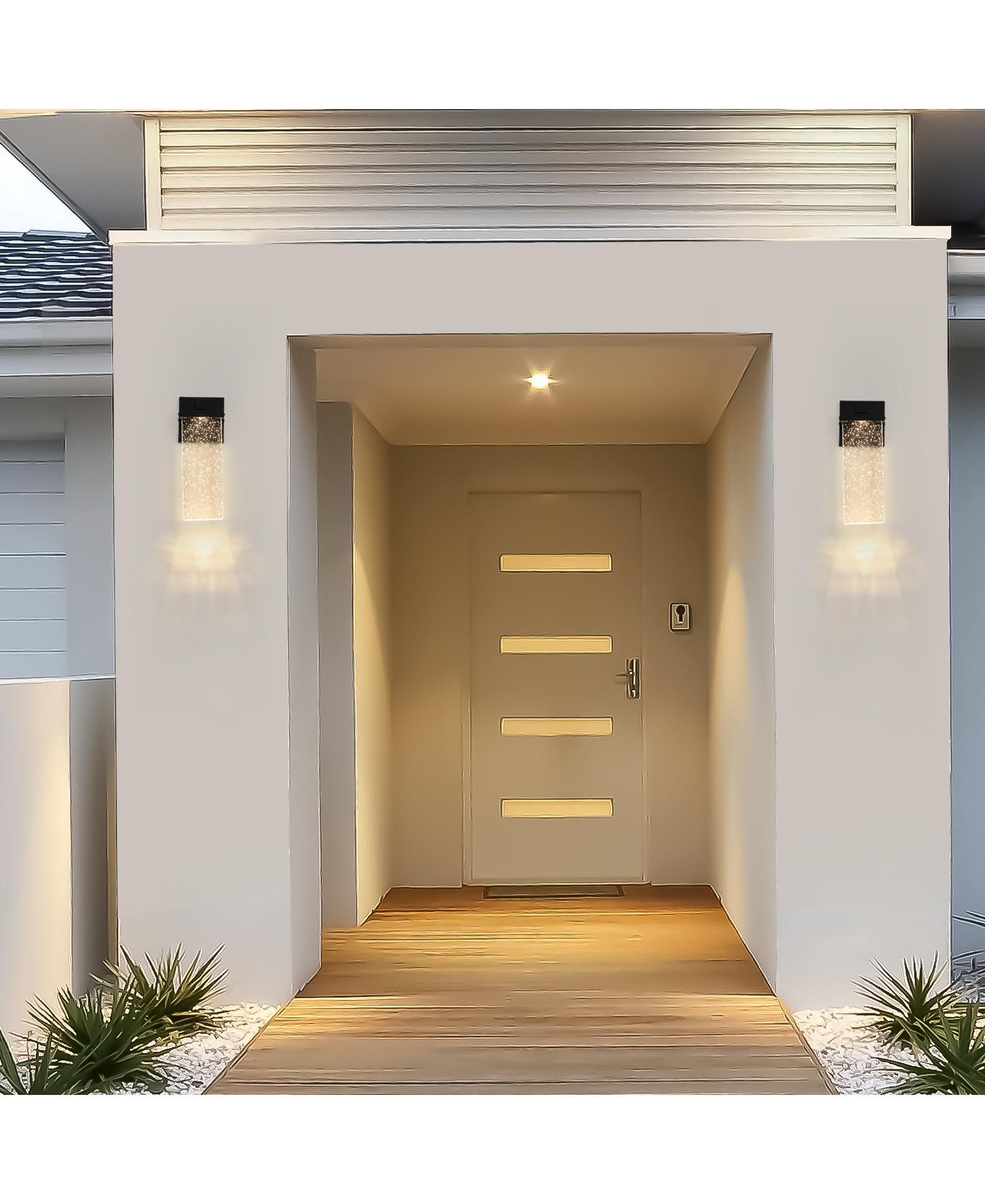 Flynama Waterproof LED Crystal Wall Lamp, 12W, Supports Multiple Bulbs (2-Pack)