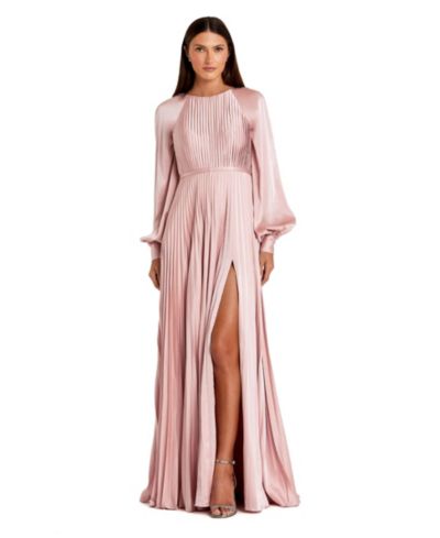 Mac Duggal женское вечернее платье Petite, длинный рукав, плиссированное, с разрезом
