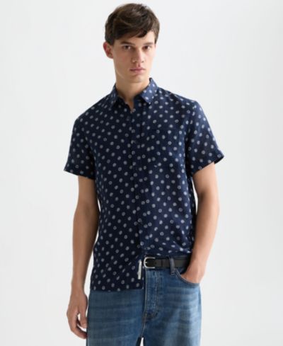 Мужская рубашка SCOTCH & SODA с микропринтом из льна с коротким рукавом