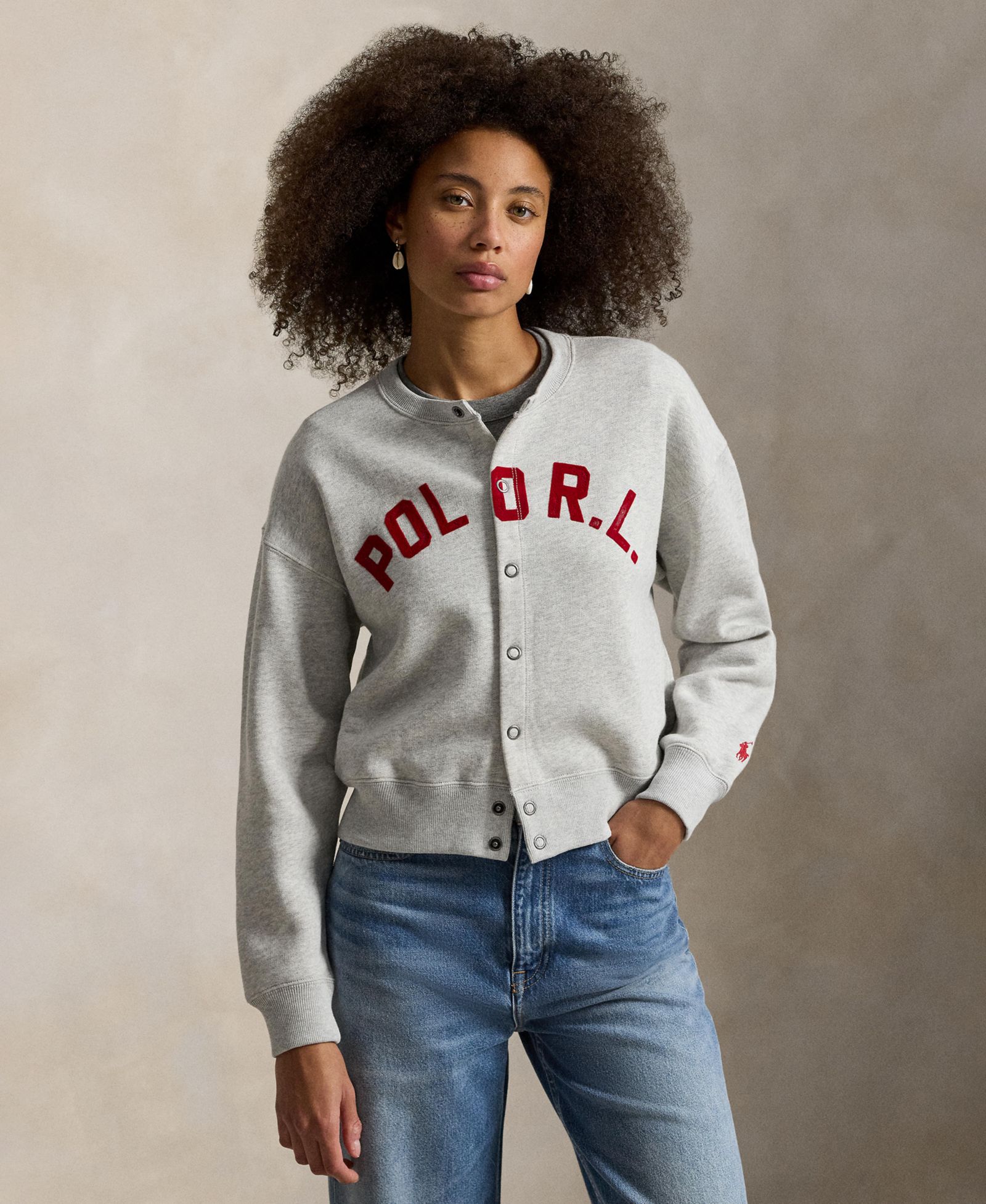 Polo Ralph Lauren Women's Crewneck Logo Fleece Cardigan Sweater