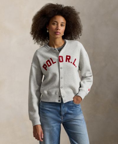 Polo Ralph Lauren Women's Crewneck Logo Fleece Cardigan Sweater