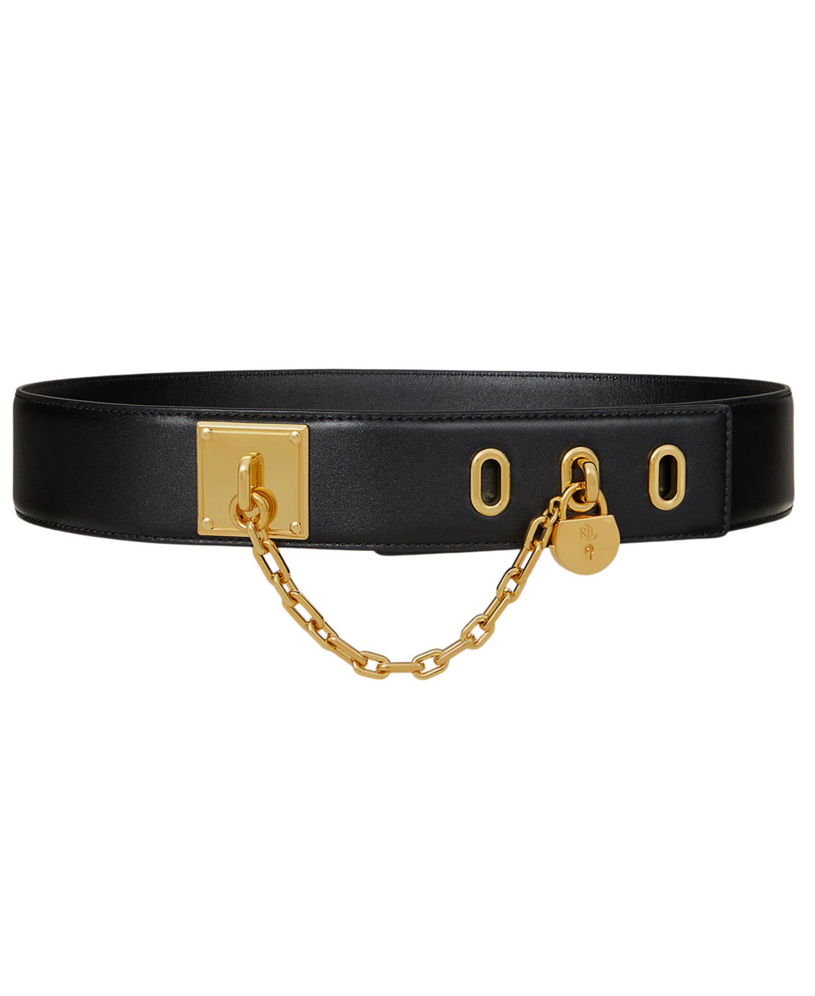 Lauren Ralph Lauren Women's Leather Chain Padlock Wide Belt