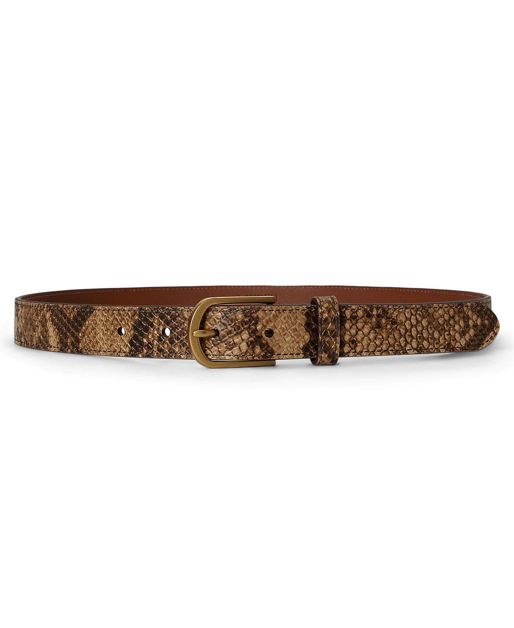 Lauren Ralph Lauren Python-Embossed Leather Belt