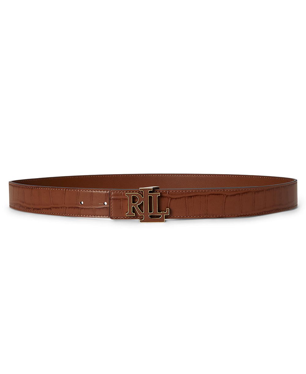 Lauren Ralph Lauren Reversible Croc-Embossed Leather Belt