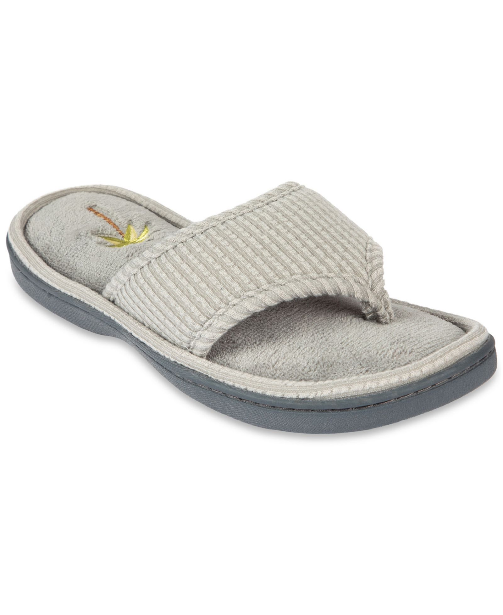 Isotoner Signature Women's Embroidered Seersucker Flip Flop Slippers